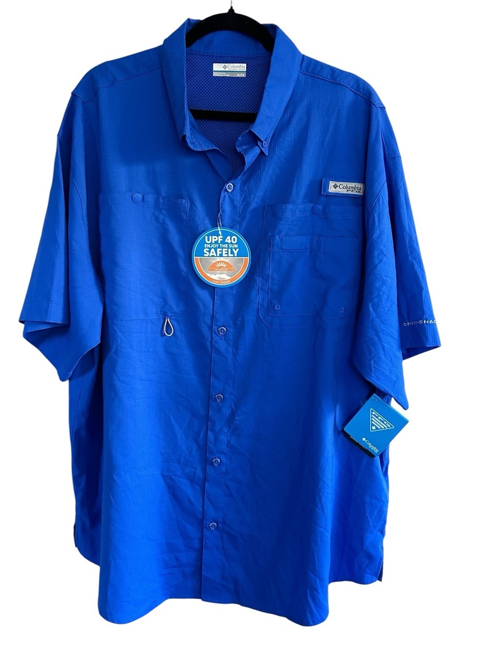 Columbia PFG Omni-Shade Fishing Shirt sz XL Blue UPF 40 Performance Outdoors NWT